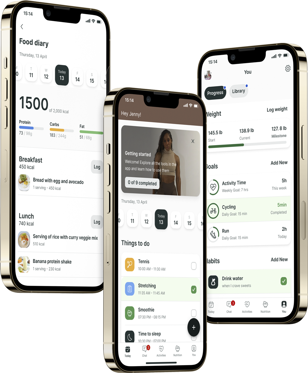A mockup of the coaching app showcasing the features.